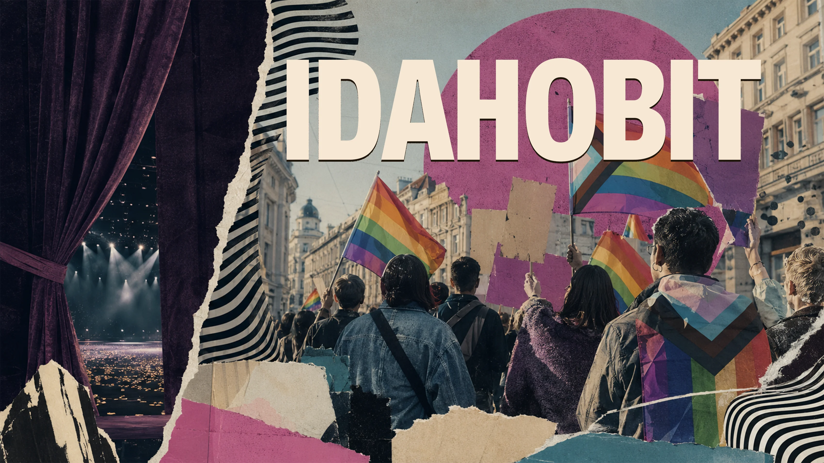 Junge Menschen halten Regenbogenflagge auf einer Demonstration in Österreich am 17. Mai 2026, IDAHOBIT Mobilisierung.