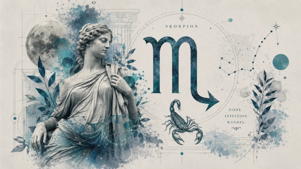 Tierkreis mit zwölf Sternzeichen und Symbolen für Venus, Mars und Sonne, Wochenhoroskop Mai 2026
scorpion