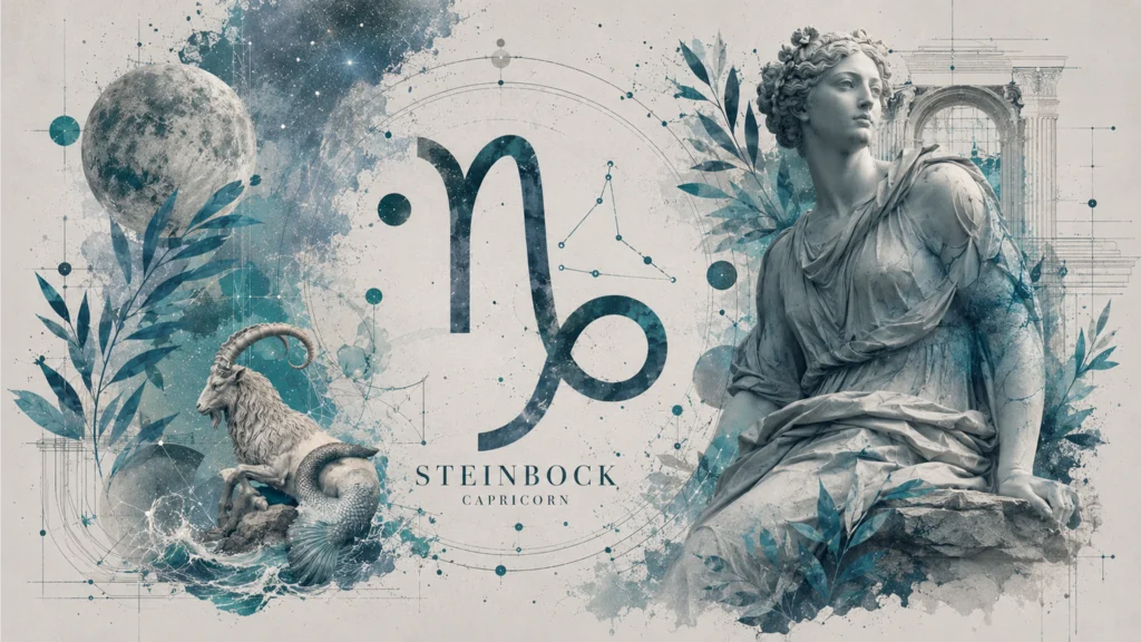 Tierkreis mit zwölf Sternzeichen und Symbolen für Venus, Mars und Sonne, Wochenhoroskop Mai 2026
steinbock