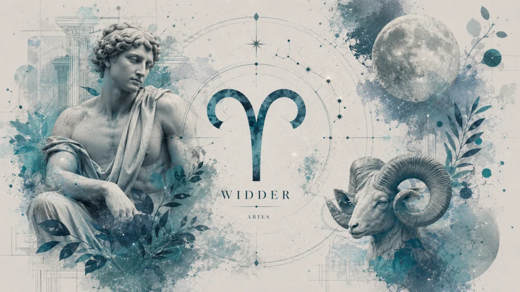 Tierkreis mit zwölf Sternzeichen und Symbolen für Venus, Mars und Sonne, Wochenhoroskop Mai 2026
widder