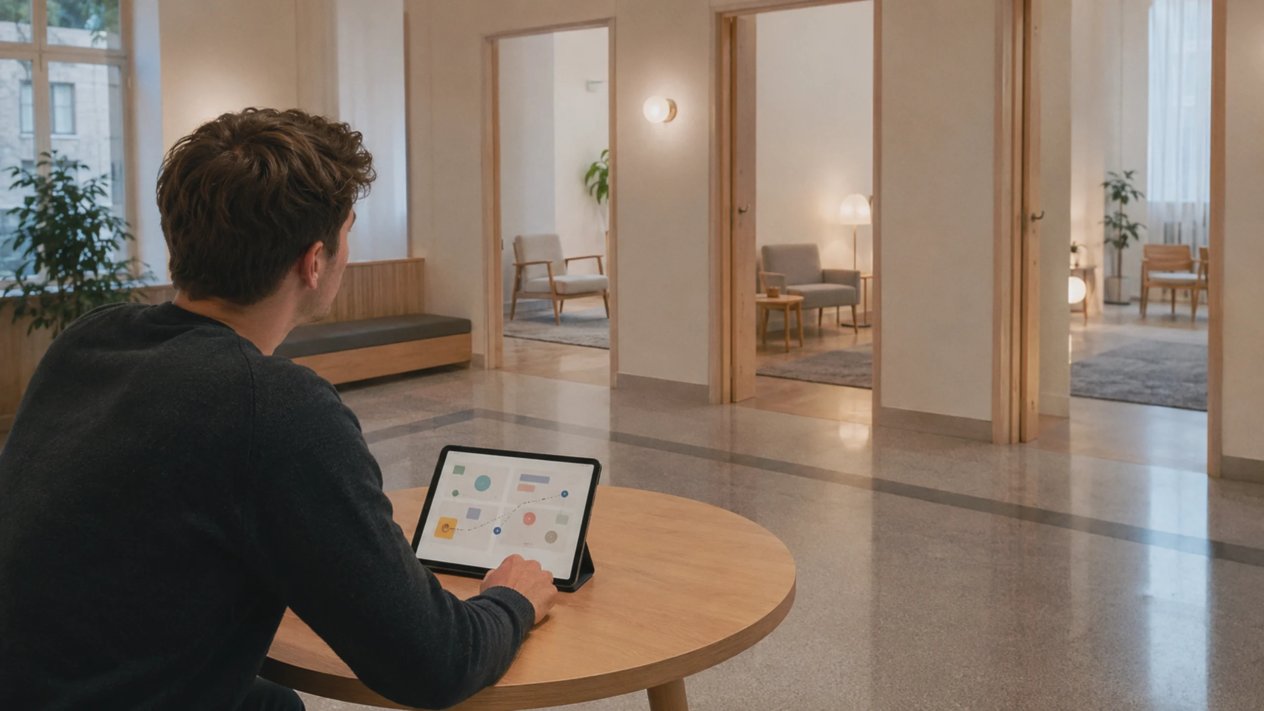 Junge Person nutzt einen digitalen Wegweiser für psychische Hilfe in Wien.