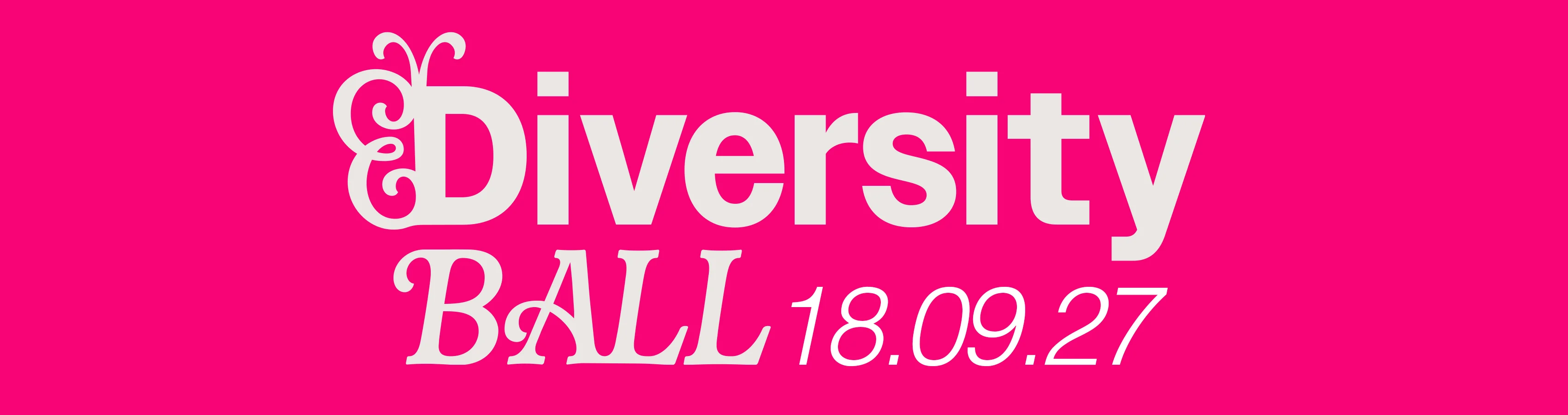 Werbebanner des Diversity Ball im Wiener Rathaus mit dem Save the Date 18.09.2027 auf pinkem Hintergrund