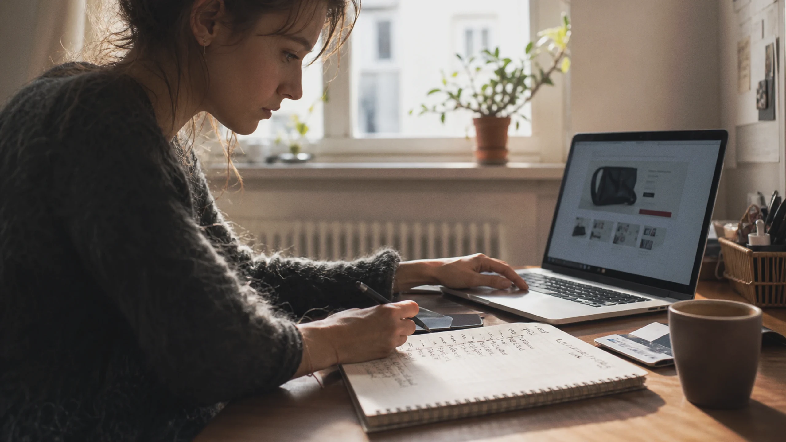 Jeune personne examinant un budget personnel avant un achat, en lien avec L'astrologie en octobre 2026